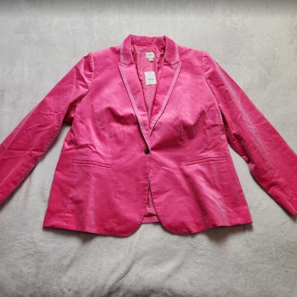 New women's Plus 22 J Crew Factory Regal Rose velvet one button blazer jacket